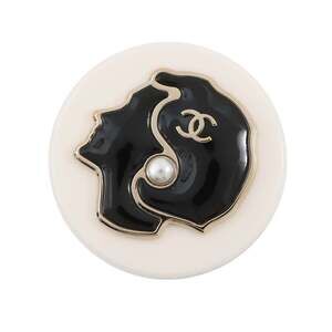 CHANEL Black Pearl Logo Brooch